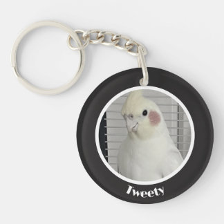 Porte-clefs Mémorial personnalisé de cockatiel avec photo 