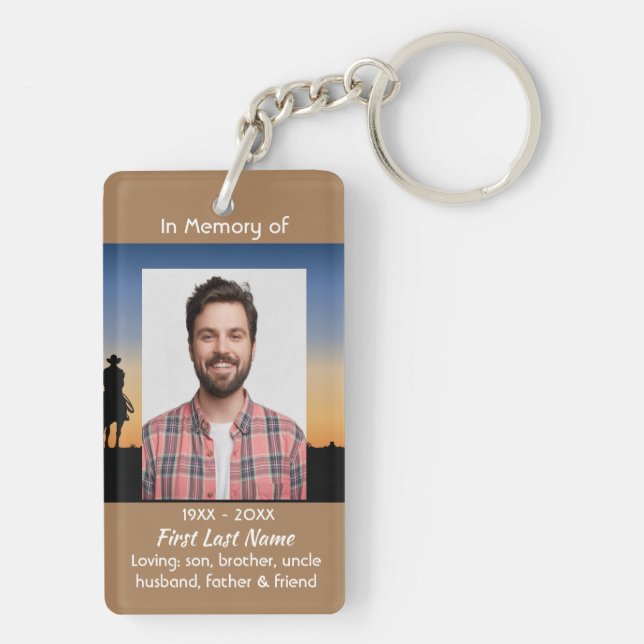 Porte-clefs Memorial Photo Western Horse Back Riding  (Dos)