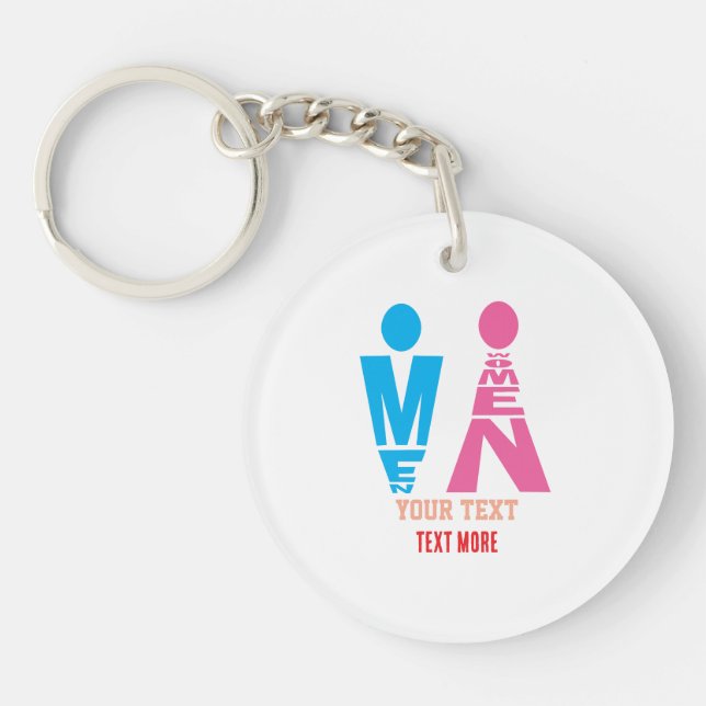Porte-clefs Men and Women Typography Icon Design – Bold Pink & (Devant)