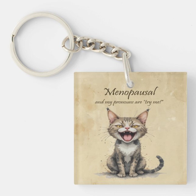 Porte-clefs Menopause Humor Stressed Angry Cat (Devant)