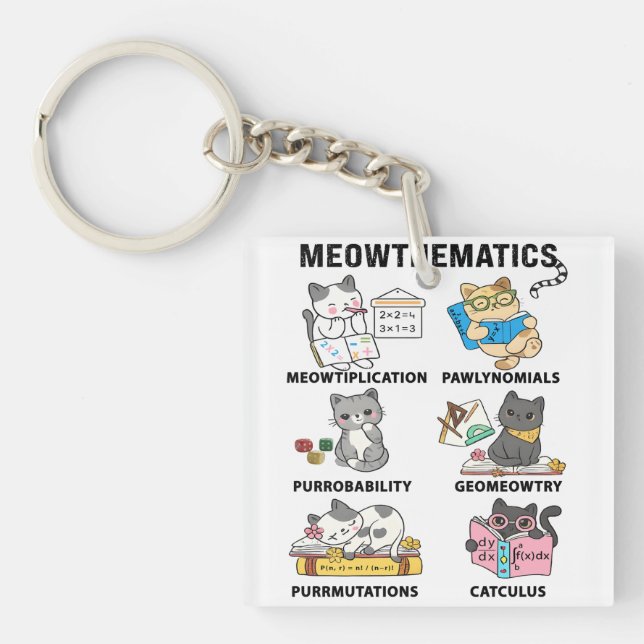 Porte-clefs Meowthematics Funny Math Cat Puns For Math Lovers (Devant)