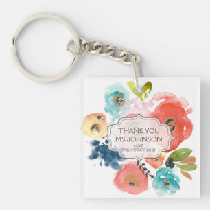 Porte-clefs Merci Enseignant Fleurs Personnalisées Clé Cadea