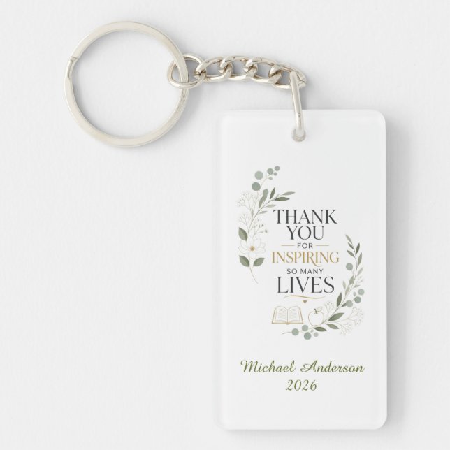 Porte-clefs Merci Enseignant Nom Personnalisé Retraite (Devant)
