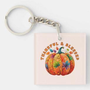 Porte-clefs Merci et béni Citrouille d'automne