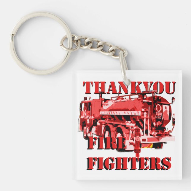 Porte-clefs Merci Fire Fighters Conception de Camion, (Devant)