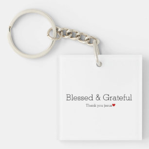 Porte-clefs Merci Jésus   Béni et reconnaissant   Faith Heart