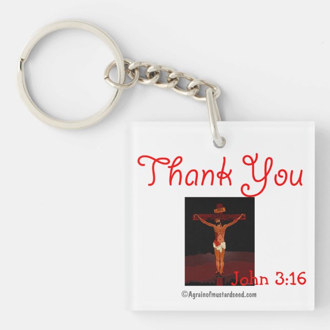 Porte-clefs Merci Jésus sur la croix (Devant)