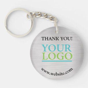 Porte-clefs Merci, Logo, Nom Site Web, Argent Brossé Vs 2