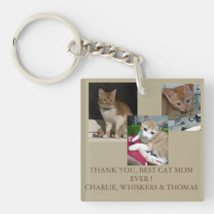 Porte-clefs Merci Meilleure Maman de Chat Personnaliser Photo