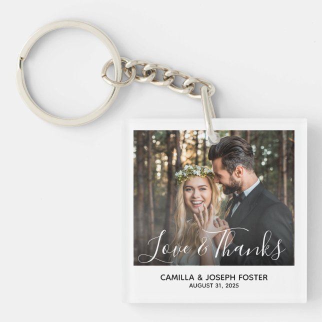 Porte-clefs Merci Whimsical Photo Wedding Favor (Devant)