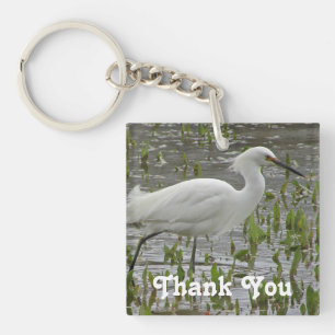 Porte-clefs Merci White Egret Photo Oiseau Appréciation