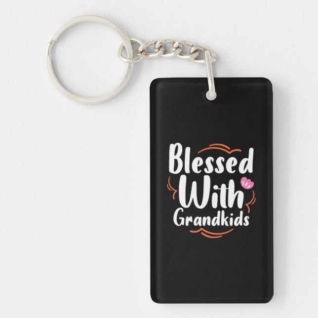 Porte-clefs Mère Cadeau Béni Avec Les Petits-Enfants (Devant)