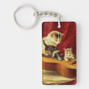 Porte-clefs Mère Chat et chatons Jouer avec la guitare