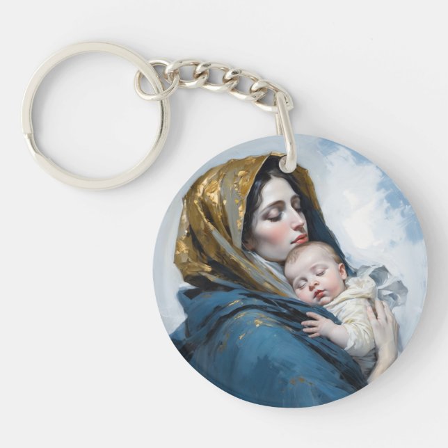 Porte-clefs Mère Marie et bébé Jésus (Devant)