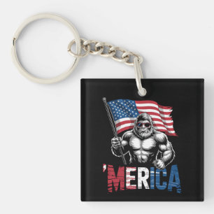 Porte-clefs Merica Bigfoot Drapeau Américain Patriotique 4 Jui