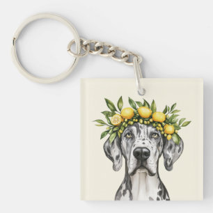 Porte-clefs Merle Great Dane Chien Lemon Crown