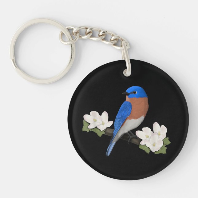 Porte-clefs Merlebleu de l'Est Ornithophile Observateur d'oise (Devant)