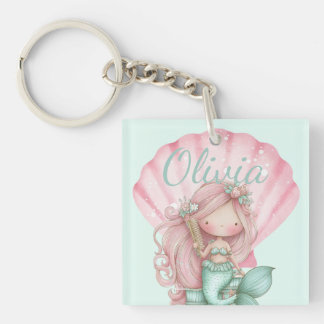 Porte-clefs Mermaid Seashell Lovers Name 