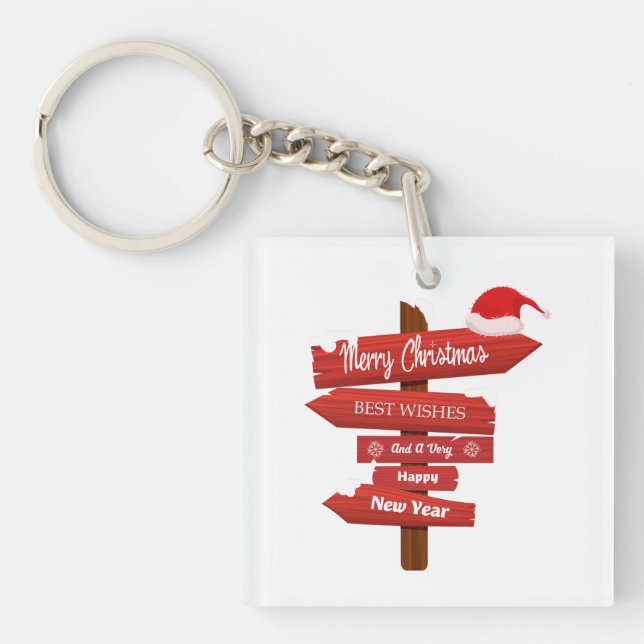 Porte-clefs Merry Christmas and Happy New Year Wooden Arrows (Devant)