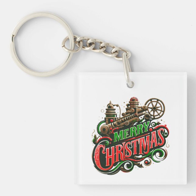 Porte-clefs Merry Christmas steampunk (Devant)