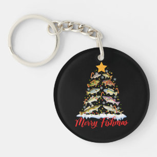 Porte-clefs Merry Fishmas Funky Christmas Tree Lights Fish Fis