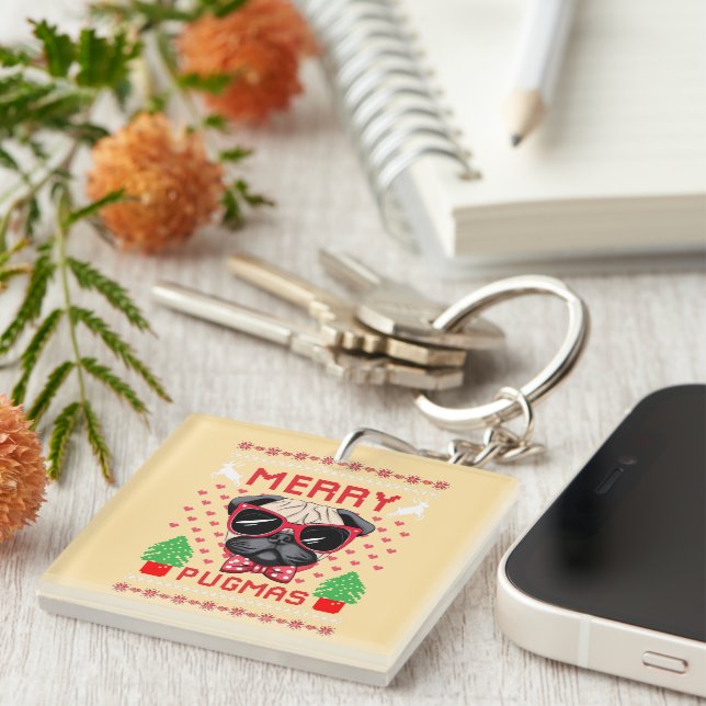 Porte-clefs Merry Pugmas! Keychain (Devant Droit)