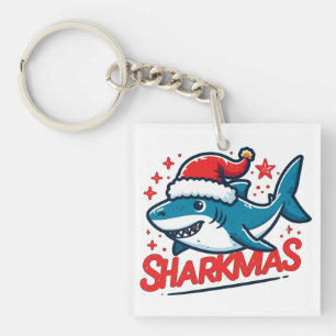 Porte-clefs Merry Sharkmas, Christmas Shark, Funny Shark Xmas