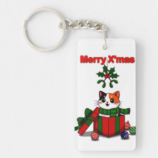 Porte-clefs “Merry X’mas” Whimsical Holiday Greeting Design