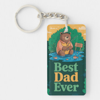 Porte-clefs Message de la fête des pères avec un ours mignon p