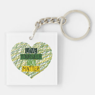 Porte-clefs Message Positif et Cœur dans les Couleurs de la Sa