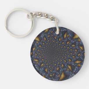 Porte-clefs Métal Moulé or et argent bleu