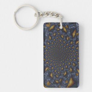 Porte-clefs Métal Moulé or et argent bleu