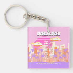 Porte-clefs Miami Beach, Miami Travel Art, Preppy Room, Rose