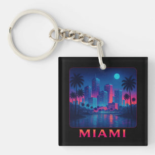 Porte-clefs Miami Moonrise - Skyline Néon