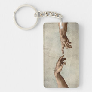 Porte-clefs Michaelangelo mains création adam dieu