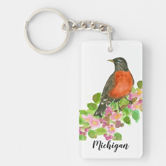 Porte-clefs Michigan American Robin State Bird (Devant)