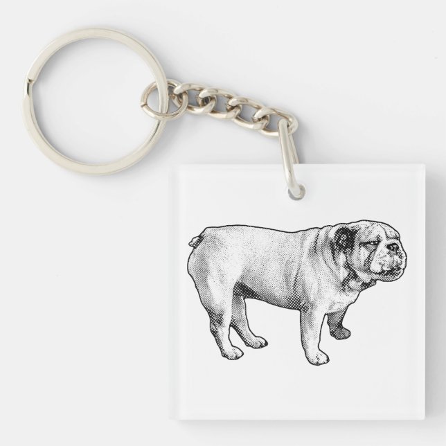 Porte-clefs microdot poise, bouledogue (Devant)