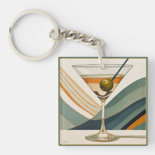 Porte-clefs Mid Century Modern Martini Cocktail Heure