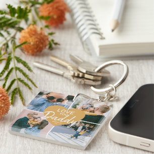 Porte-clefs Mignon Amour Vous 'Papa' Collage Photo sur Cœur