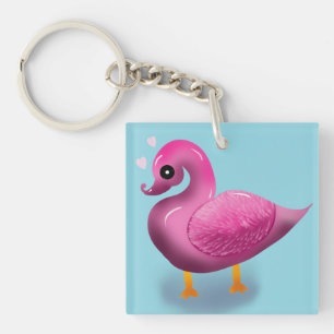 Porte-clefs Mignon Canard Rose Kawaii & Art pour Nurserie à Cœ