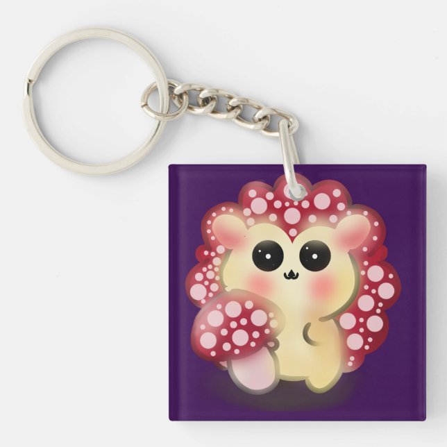 Porte-clefs Mignon Champignon Rouge Kawaii Hérisson Toadstool  (Devant)