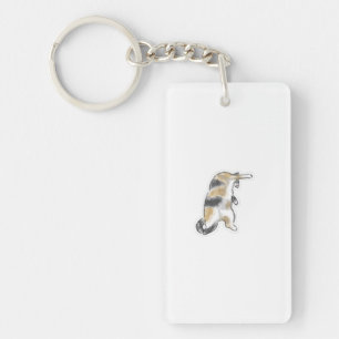 Porte-clefs Mignon Chat Drôle Patte Levée Toilettage Dessin à