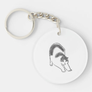 Porte-clefs Mignon Chat Faisant une Grande Extension - Art Des