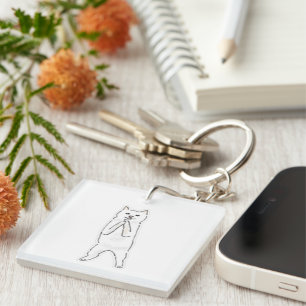 Porte-clefs Mignon chien debout priant suppliant ligne artisti