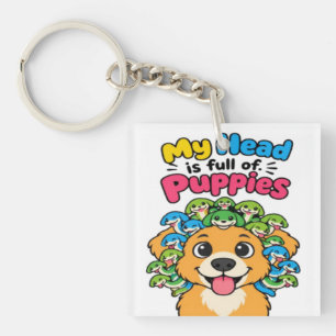 Porte-clefs Mignon Chien Medusa Mythologique Drôle Maillot de