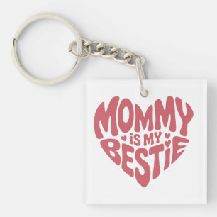 Porte-clefs Mignon Cœur Rose Maman est ma meilleure amie