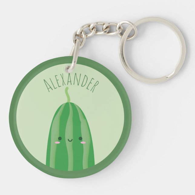 Porte-clefs Mignon comme un concombre Nom drôle Kawaii Cutecum (Dos)