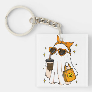 Porte-clefs Mignon Fantôme de la Saison Effrayante avec Café G