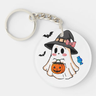 Porte-clefs Mignon fantôme Kawaii Halloween dans un chapeau de