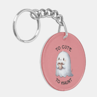 Porte-clefs Mignon fantôme Kawaii tenant un café Aquarelle